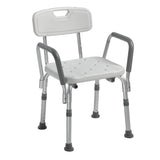 Shower Chair with Back and Padded Arms, Adjustable Height Bath Stool with Nonslip Feet, Tub Chair for Elderly, Bath Seat with Back, 350 LB Weight Cap, White