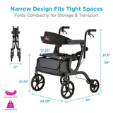 Nova Gemini 2 in 1 Rollator Transport Chair Black 4500BK
