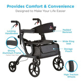 Nova Gemini 2 in 1 Rollator Transport Chair Black 4500BK