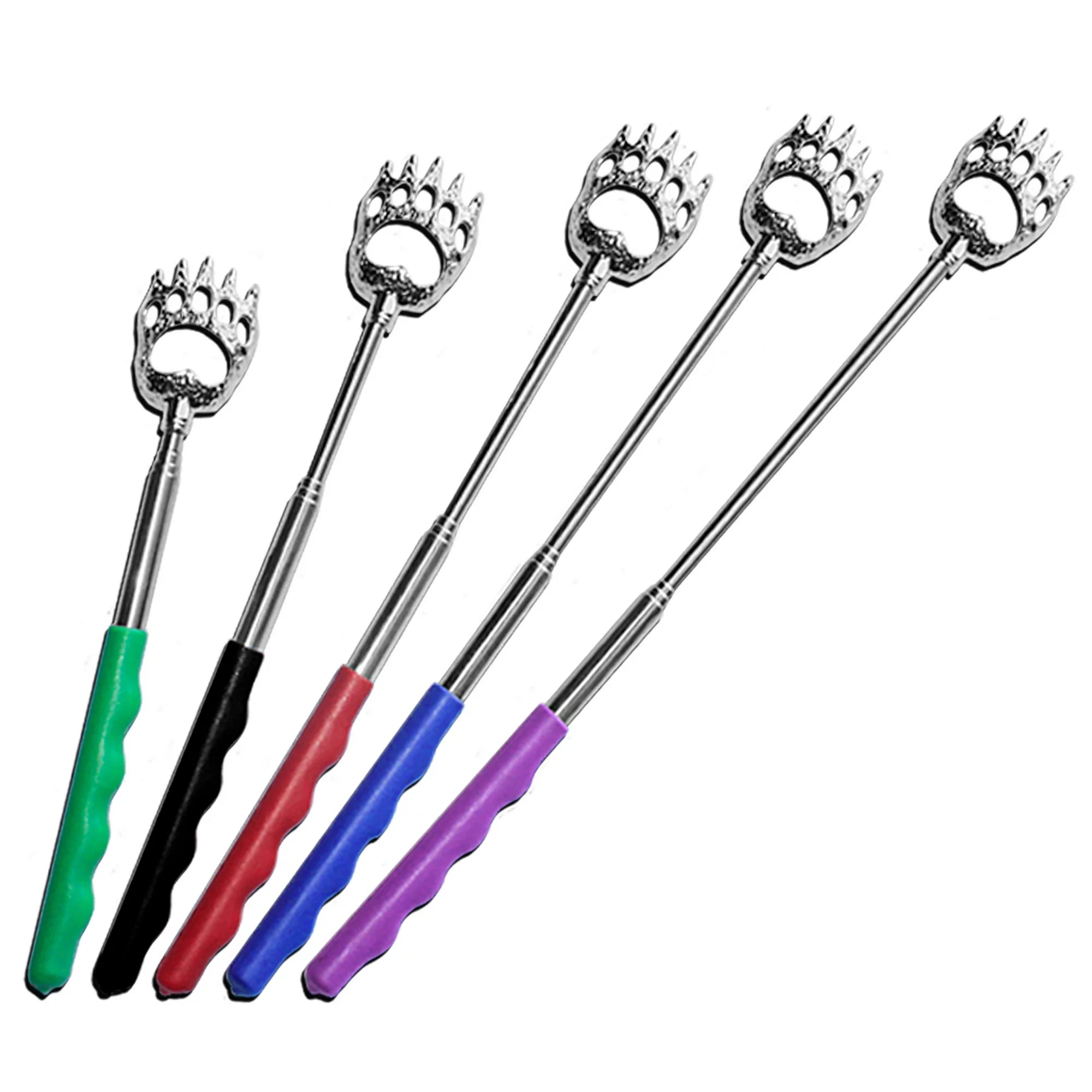 Portable Telescopic Back Scratcher Stainless Steel Bear Claw Rubber Handle Relieve Body Itching