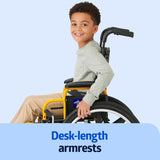 Medline Pediatric Wheelchair for Children - 14”W x 12”D Seat with Elevating Leg Rests