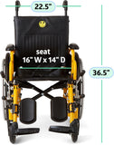 Medline Pediatric Wheelchair for Children - 14”W x 12”D Seat with Elevating Leg Rests