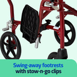 Medline Ultra Lightweight Transport Wheelchair for Adults, Foldable, 19-Inch Seat Width, 8-Inch Rear Wheels