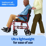 Medline Ultra Lightweight Transport Wheelchair for Adults, Foldable, 19-Inch Seat Width, 8-Inch Rear Wheels