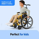 Medline Pediatric Wheelchair for Children - 14”W x 12”D Seat with Elevating Leg Rests