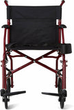 Medline Ultra Lightweight Transport Wheelchair for Adults, Foldable, 19-Inch Seat Width, 8-Inch Rear Wheels