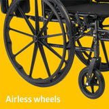 K3 Guardian 16" Wide Foldable Wheelchair with Full-Length Arms, Swing-Away Footrests, Adjustable Seat Height, and Flat-Resistant Tires for Enhanced Mobility and Comfort