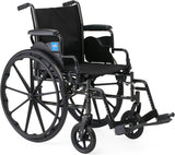 K3 Guardian 16" Wide Foldable Wheelchair with Full-Length Arms, Swing-Away Footrests, Adjustable Seat Height, and Flat-Resistant Tires for Enhanced Mobility and Comfort