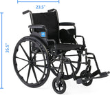 K3 Guardian 16" Wide Foldable Wheelchair with Full-Length Arms, Swing-Away Footrests, Adjustable Seat Height, and Flat-Resistant Tires for Enhanced Mobility and Comfort