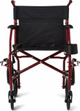 Medline Ultra Lightweight Transport Wheelchair for Adults, Foldable, 19-Inch Seat Width, 8-Inch Rear Wheels
