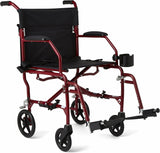 Medline Ultra Lightweight Transport Wheelchair for Adults, Foldable, 19-Inch Seat Width, 8-Inch Rear Wheels