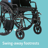 K3 Guardian 16" Wide Foldable Wheelchair with Full-Length Arms, Swing-Away Footrests, Adjustable Seat Height, and Flat-Resistant Tires for Enhanced Mobility and Comfort