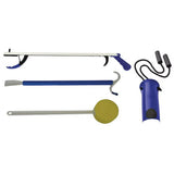 Blue Jay 4 Piece Hip Kit 26" Reacher, 24" Dressing Aid w/ Shoe Horn, Sock Aid w/ Foam Handles, And Long Handle