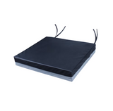 Black water-resistant wheelchair cushion with tie-straps