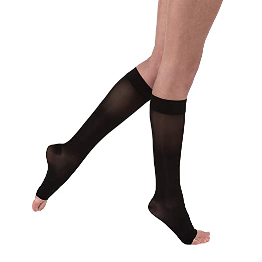 JOBST Ultra Sheer Knee High 15-20 mmHg Compression Stockings, Open Toe, Small , medium, large , X-large  Classic Black