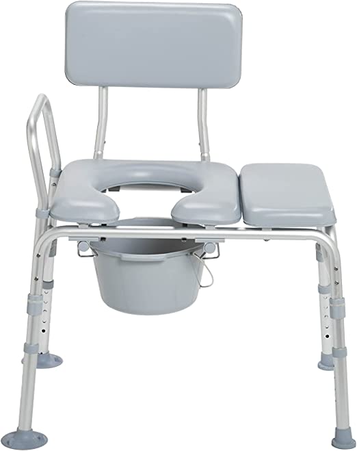 Transfer Bench Commode Chair for Toilet with Padded Seat