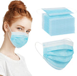 Disposable Face Masks/ 3Ply Safety Face Masks- 50PCS - 3 Layers Blue Protective Face