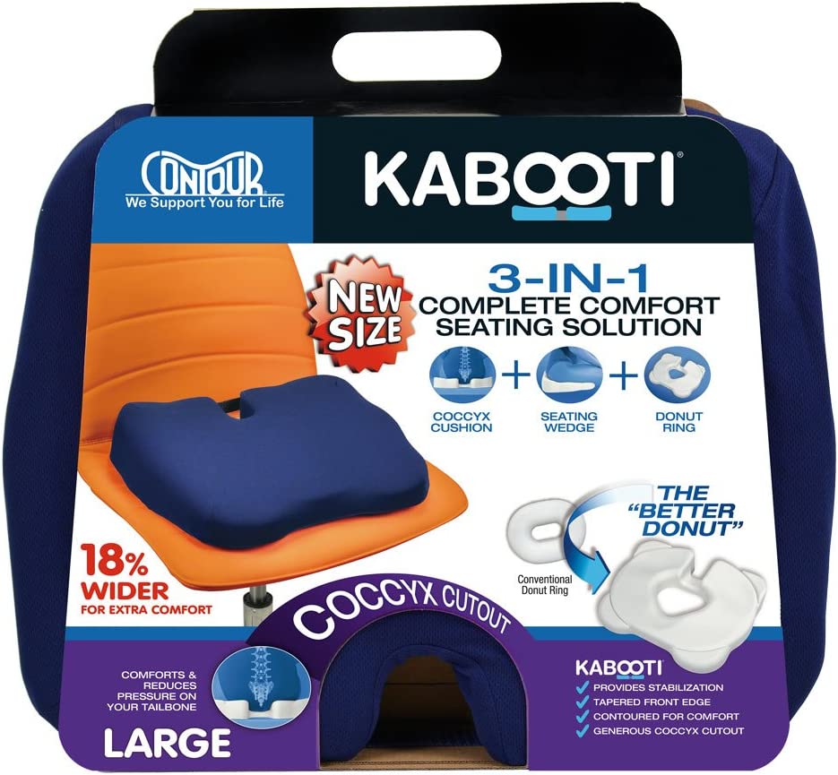 Contour Products Kabooti Coccyx Foam Seat Cushion, Navy, Large – RIO Medical  Supplies